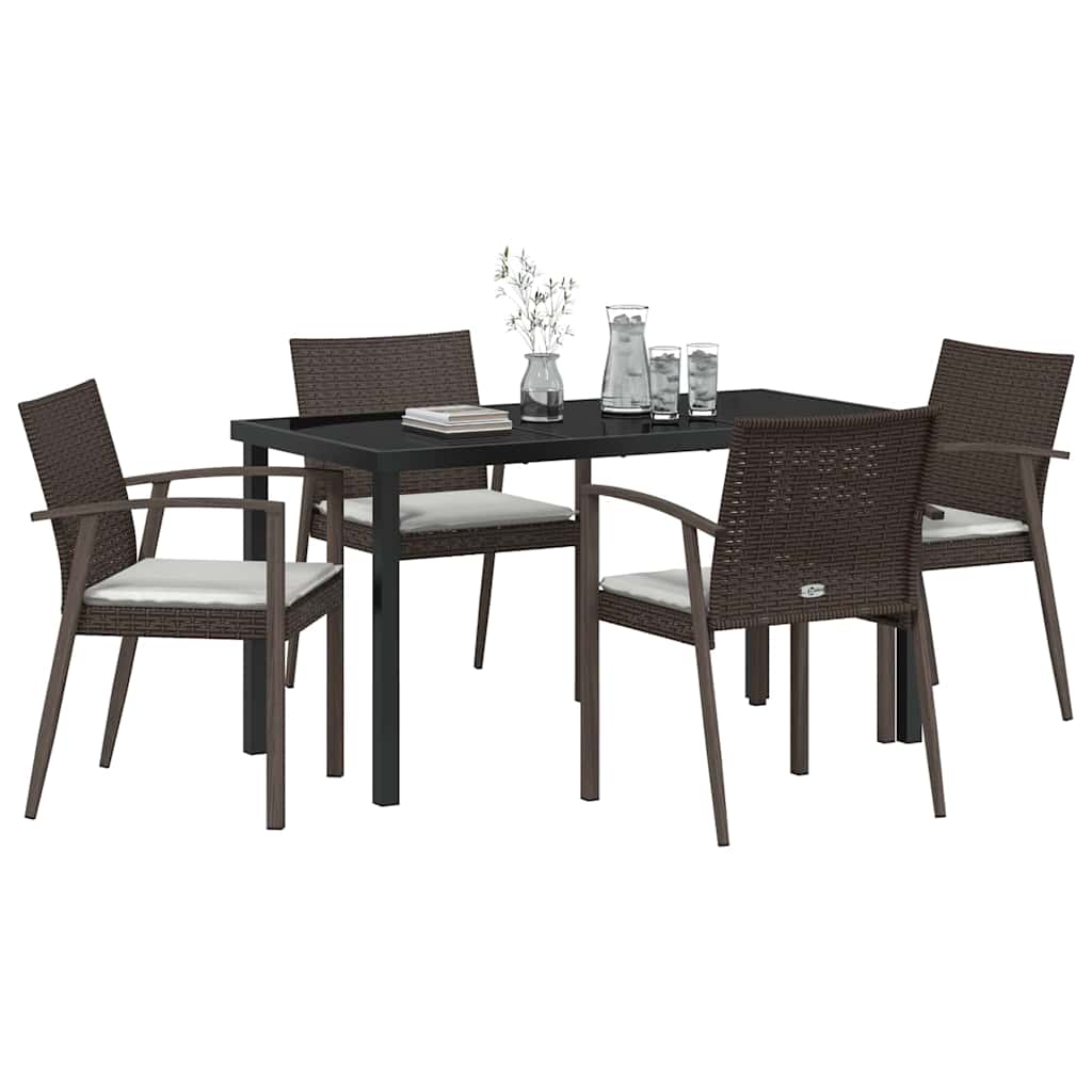 Have Spisebordssæt 5 stk. Brun og sort PE Rattan