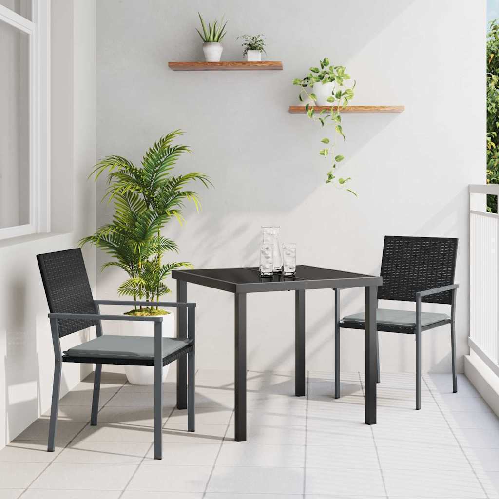Have Spisebordssæt 3 stk. Sort og Lys Grå PE Rattan