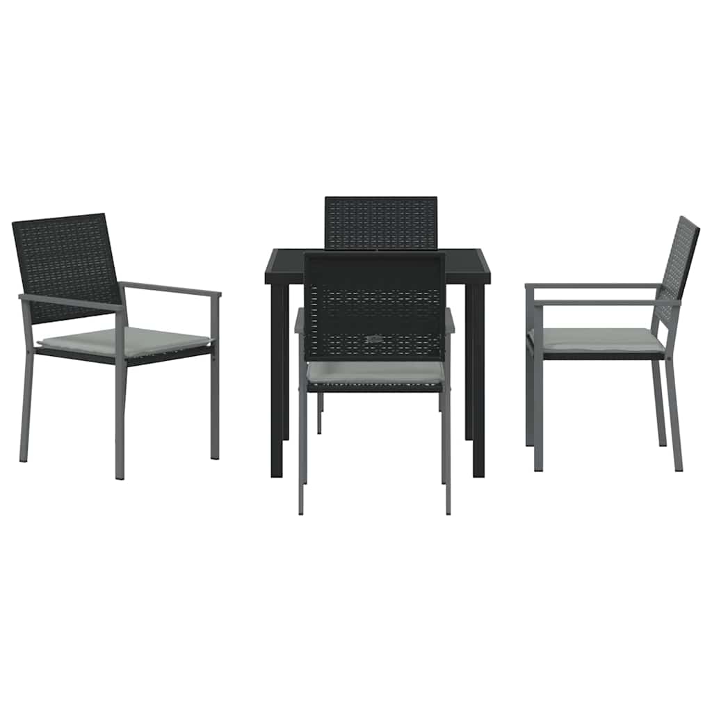 Have Spisebordssæt 5 stk. Sort og Lys Grå PE Rattan
