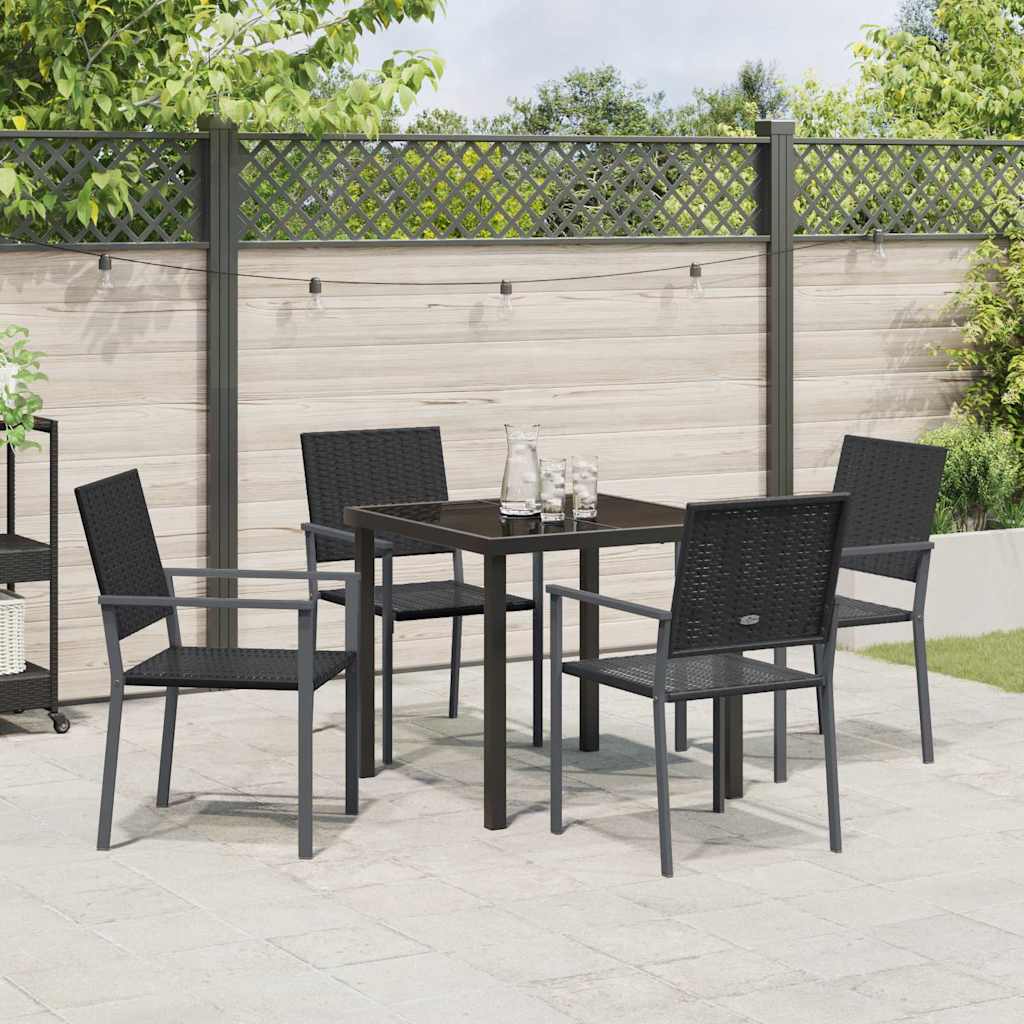 Have Spisebordssæt 5 stk. Sort PE Rattan
