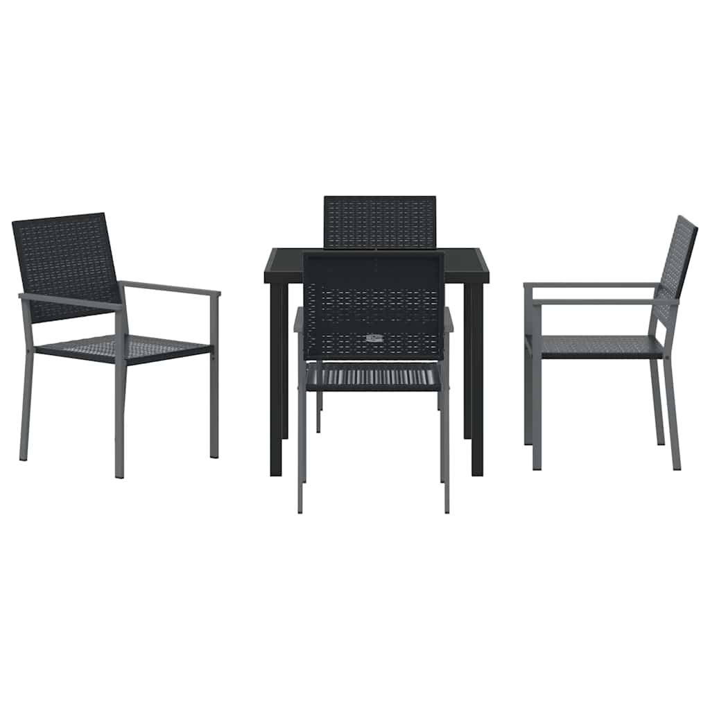 Have Spisebordssæt 5 stk. Sort PE Rattan