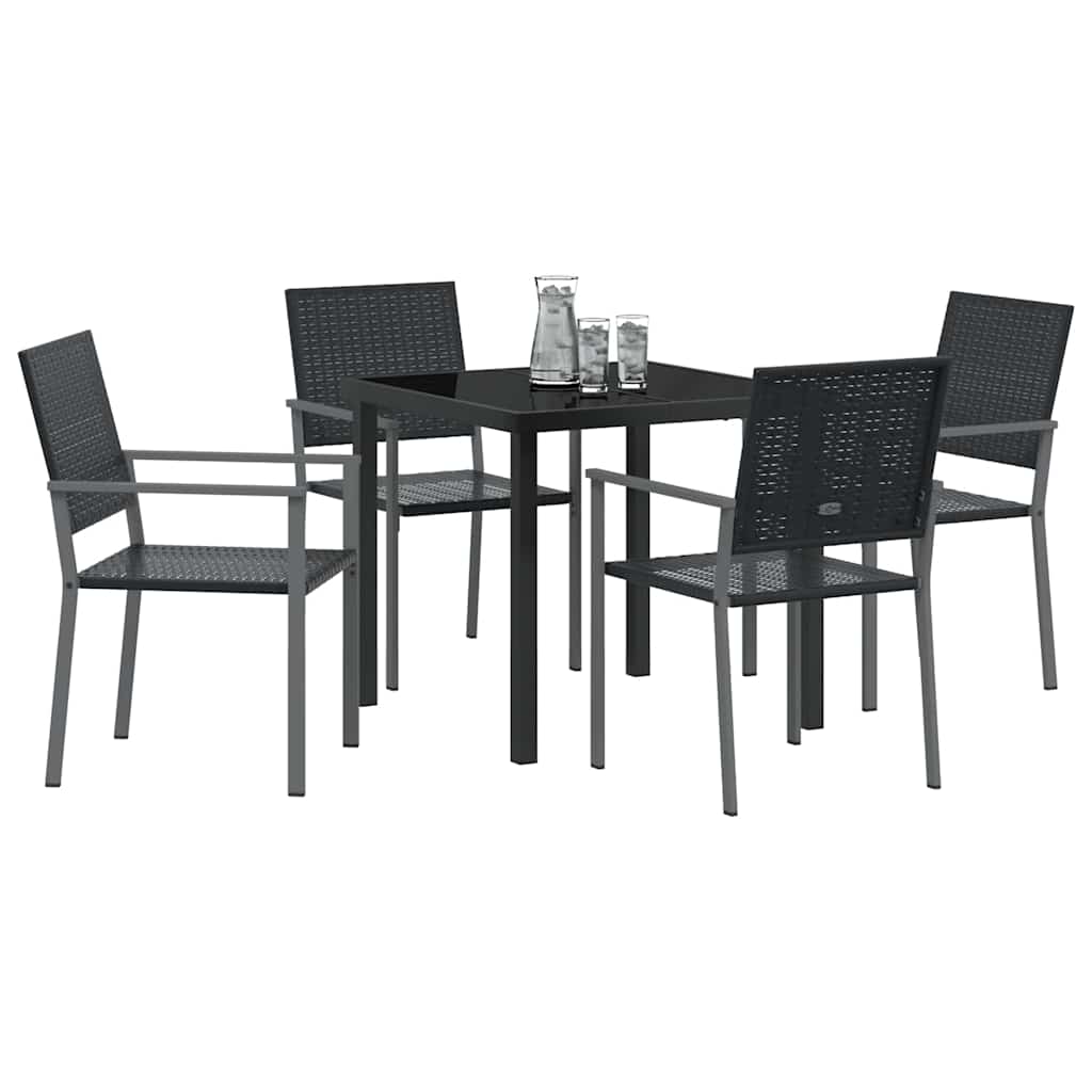 Have Spisebordssæt 5 stk. Sort PE Rattan