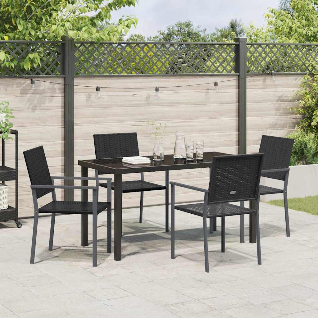 Have Spisebordssæt 5 stk. Sort PE Rattan