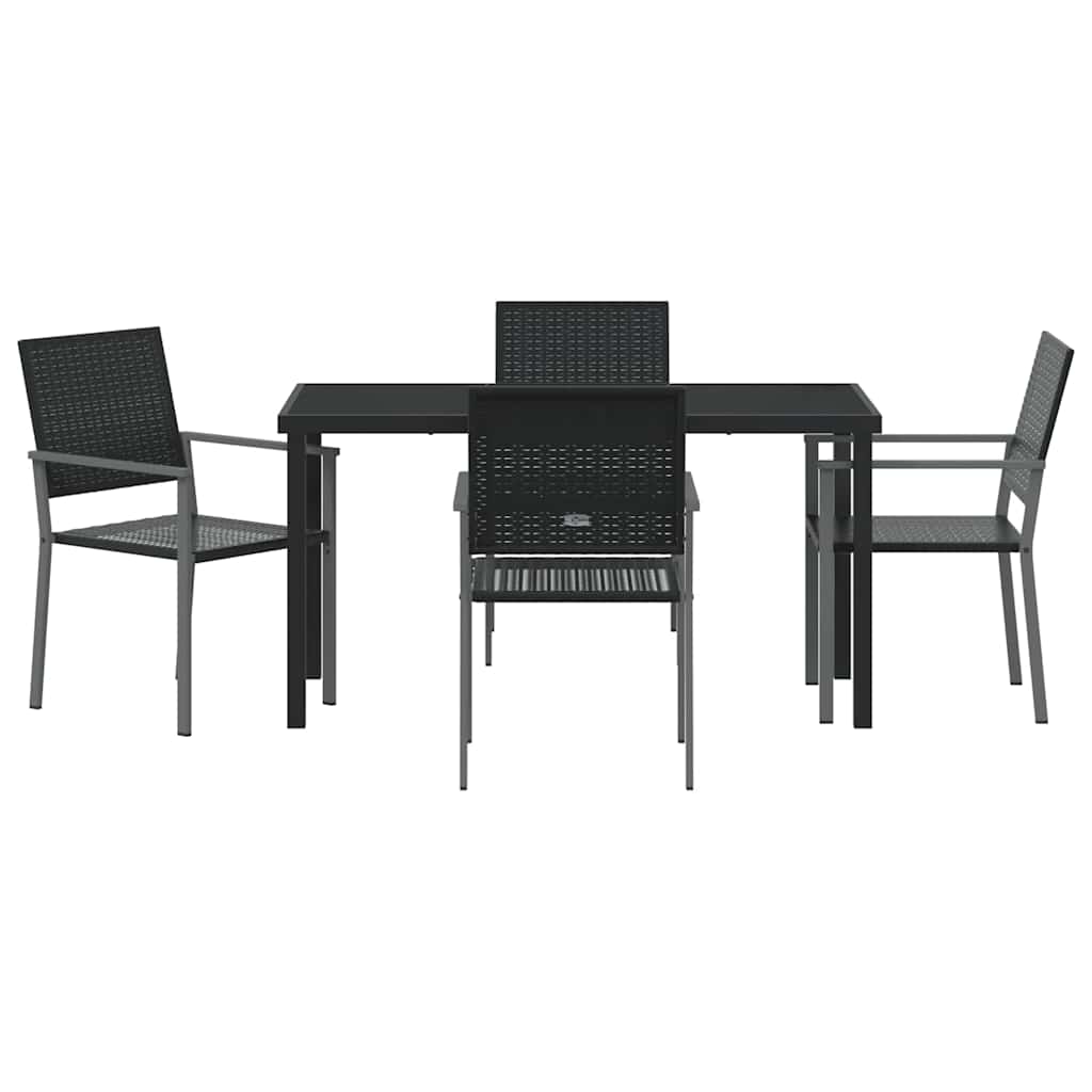 Have Spisebordssæt 5 stk. Sort PE Rattan