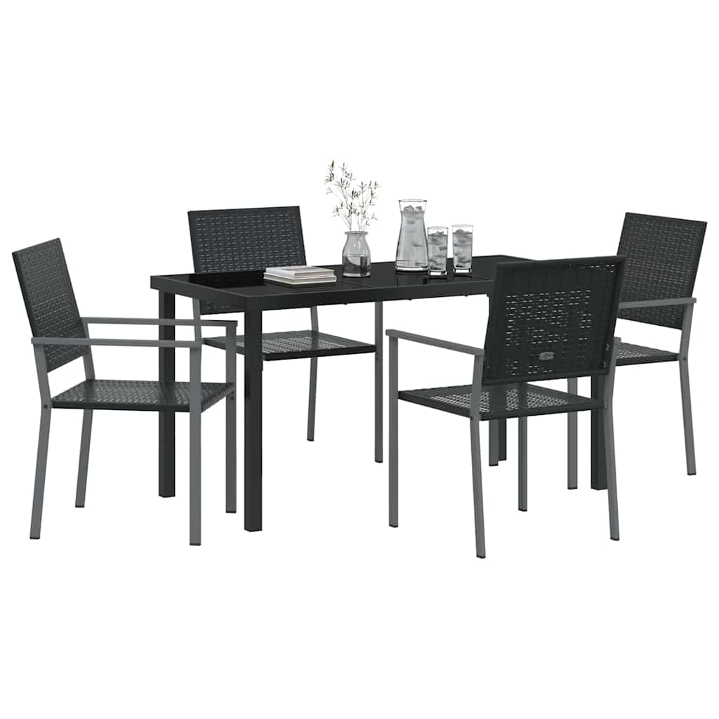 Have Spisebordssæt 5 stk. Sort PE Rattan