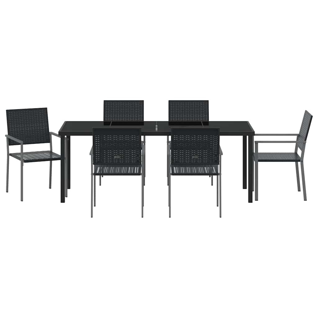Have Spisebordssæt 7 stk. Sort PE Rattan