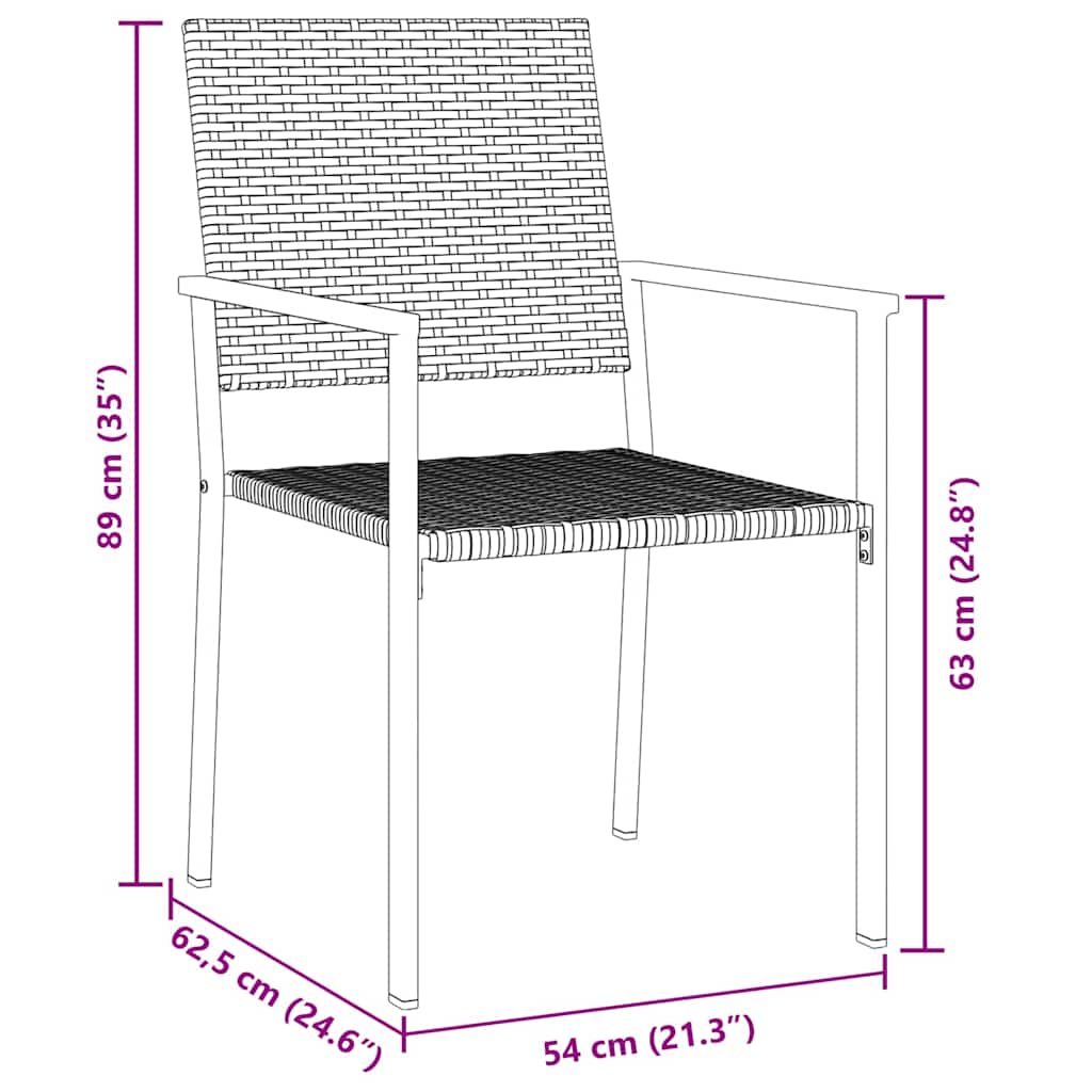 Have Spisebordssæt 7 stk. Sort PE Rattan