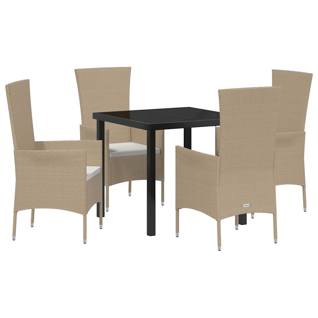 Have Spisebordssæt 5 stk. Beige polyrattan