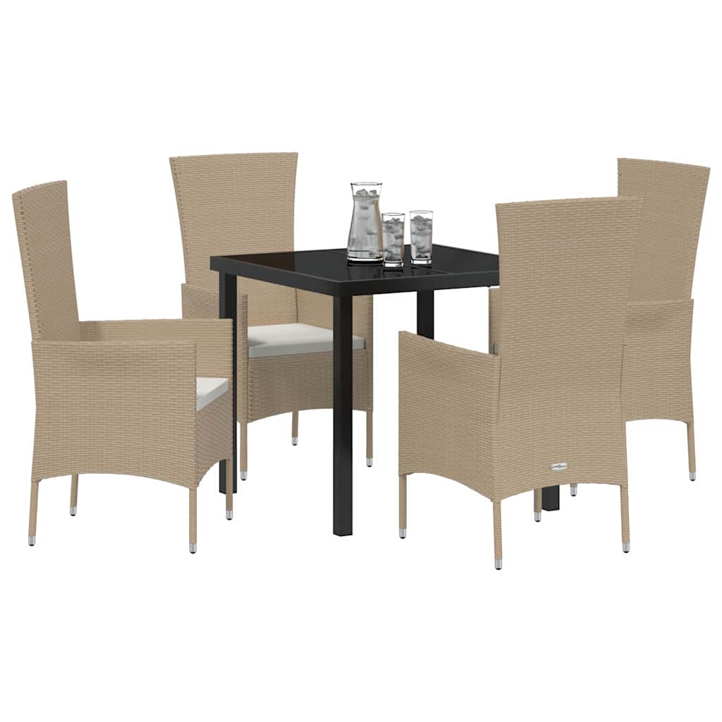 Have Spisebordssæt 5 stk. Beige polyrattan
