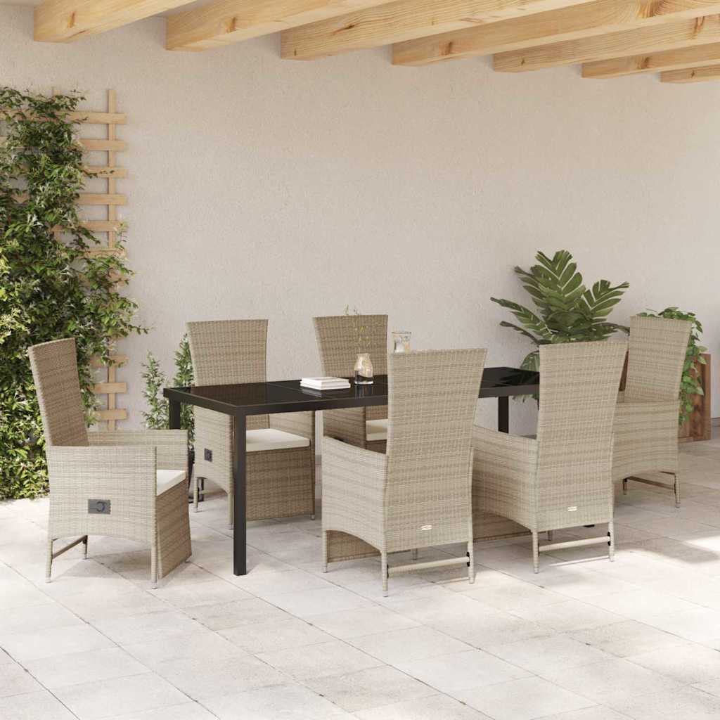 Have Spisebordssæt 7 stk. Beige polyrattan