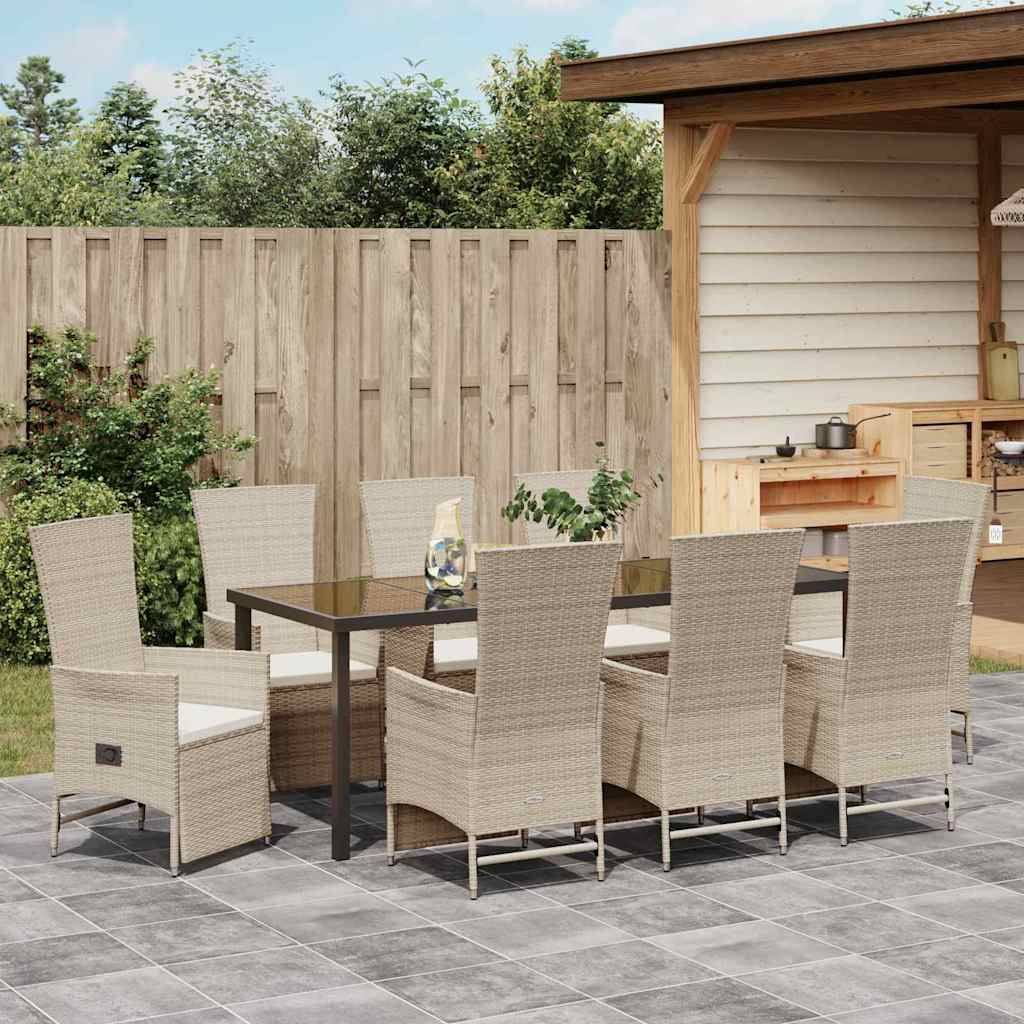 Have Spisebordssæt 9 stk. Beige polyrattan