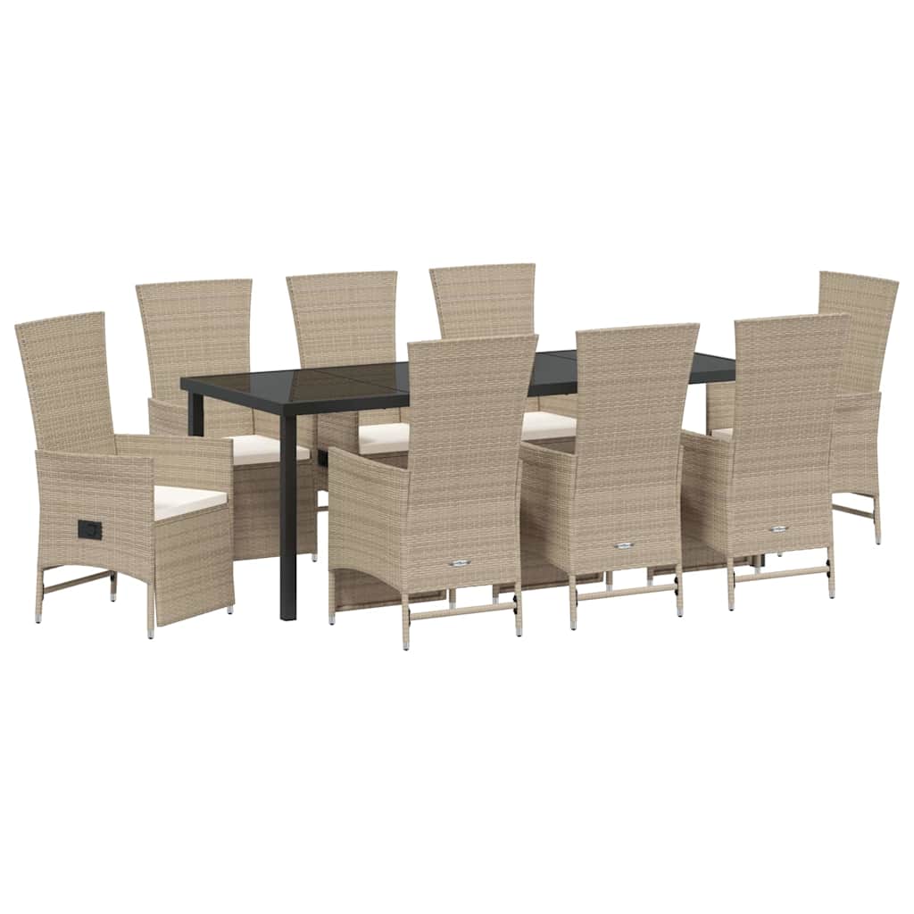 Have Spisebordssæt 9 stk. Beige polyrattan