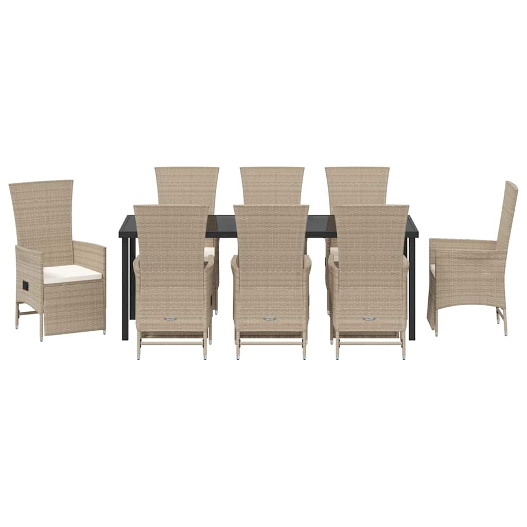 Have Spisebordssæt 9 stk. Beige polyrattan