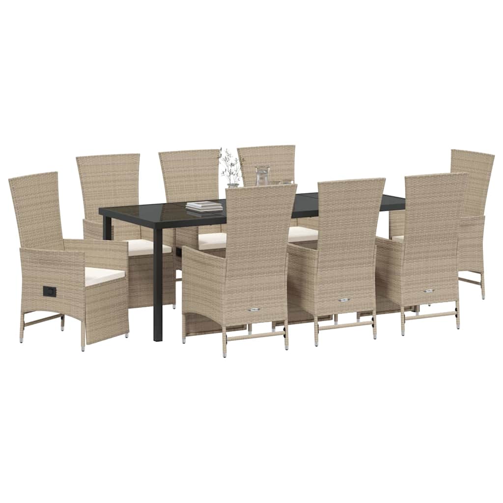 Have Spisebordssæt 9 stk. Beige polyrattan