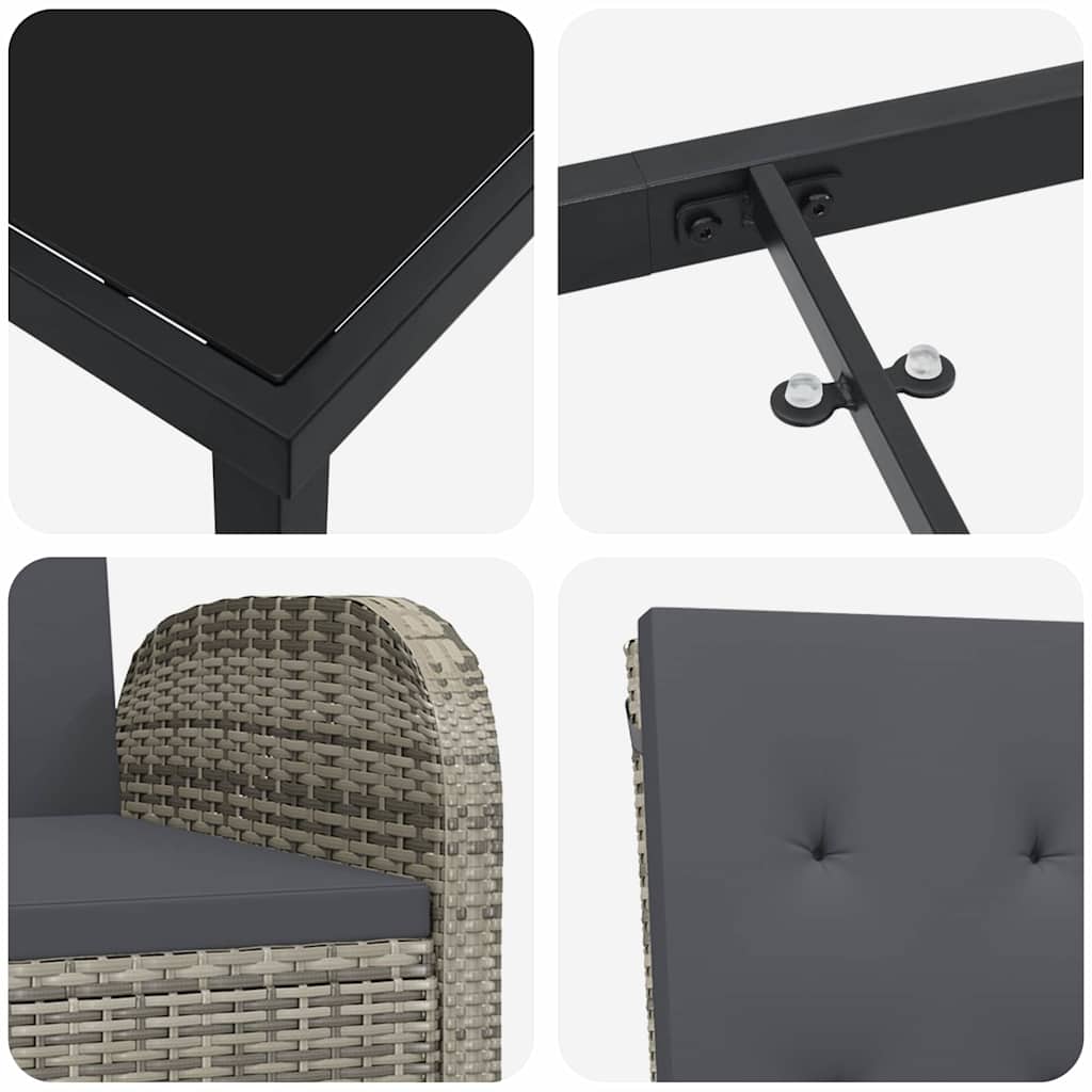 Have Spisebordssæt 7 stk. Grå polyrattan