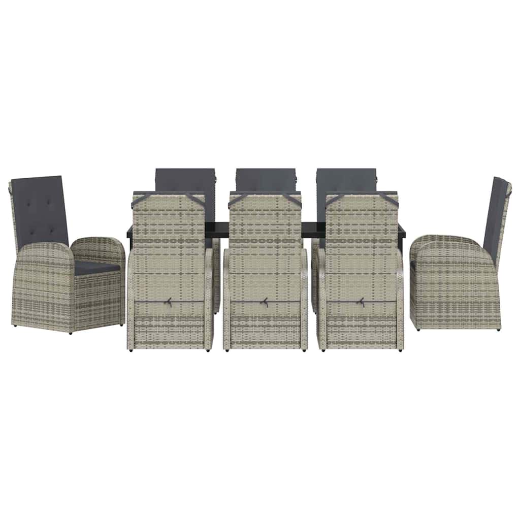 Have Spisebordssæt 9 stk. Grå polyrattan