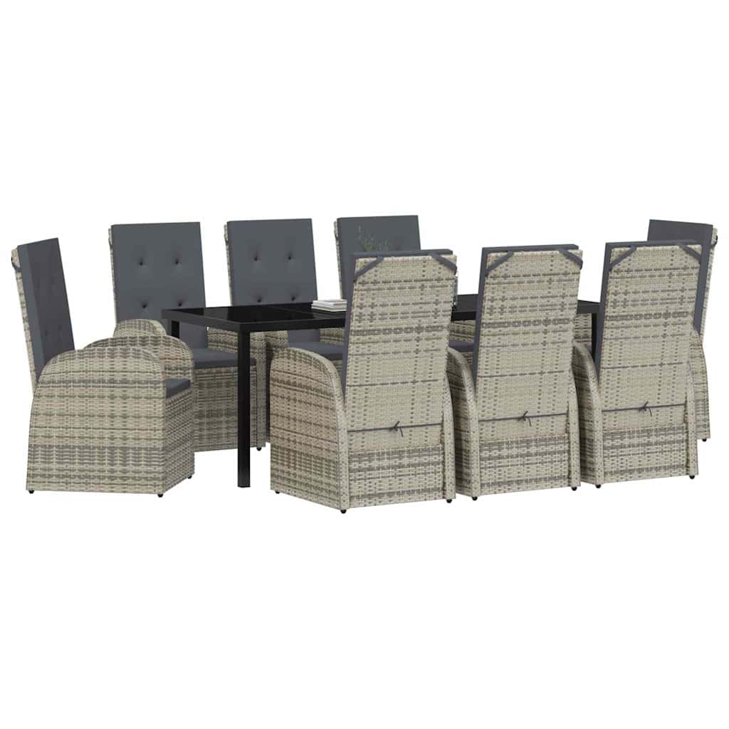 Have Spisebordssæt 9 stk. Grå polyrattan