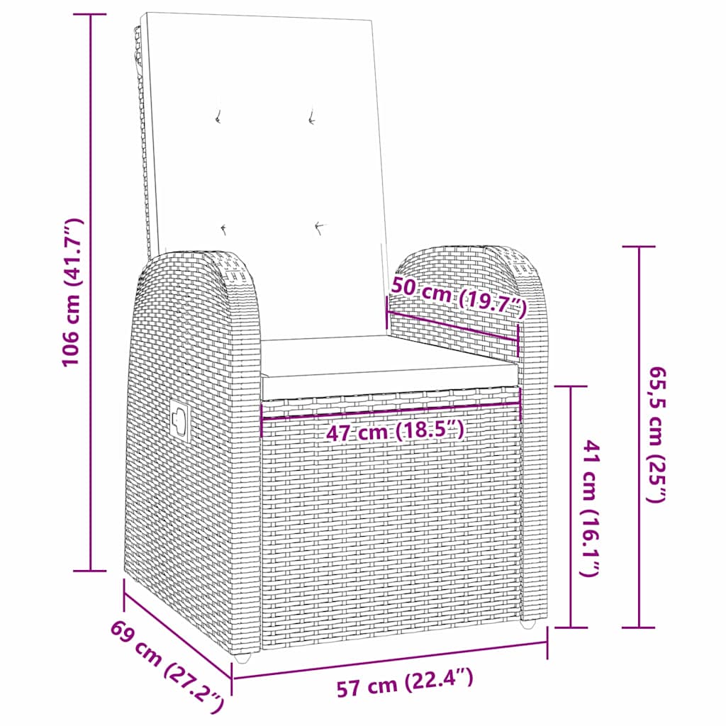 Have Spisebordssæt 9 stk. Grå polyrattan