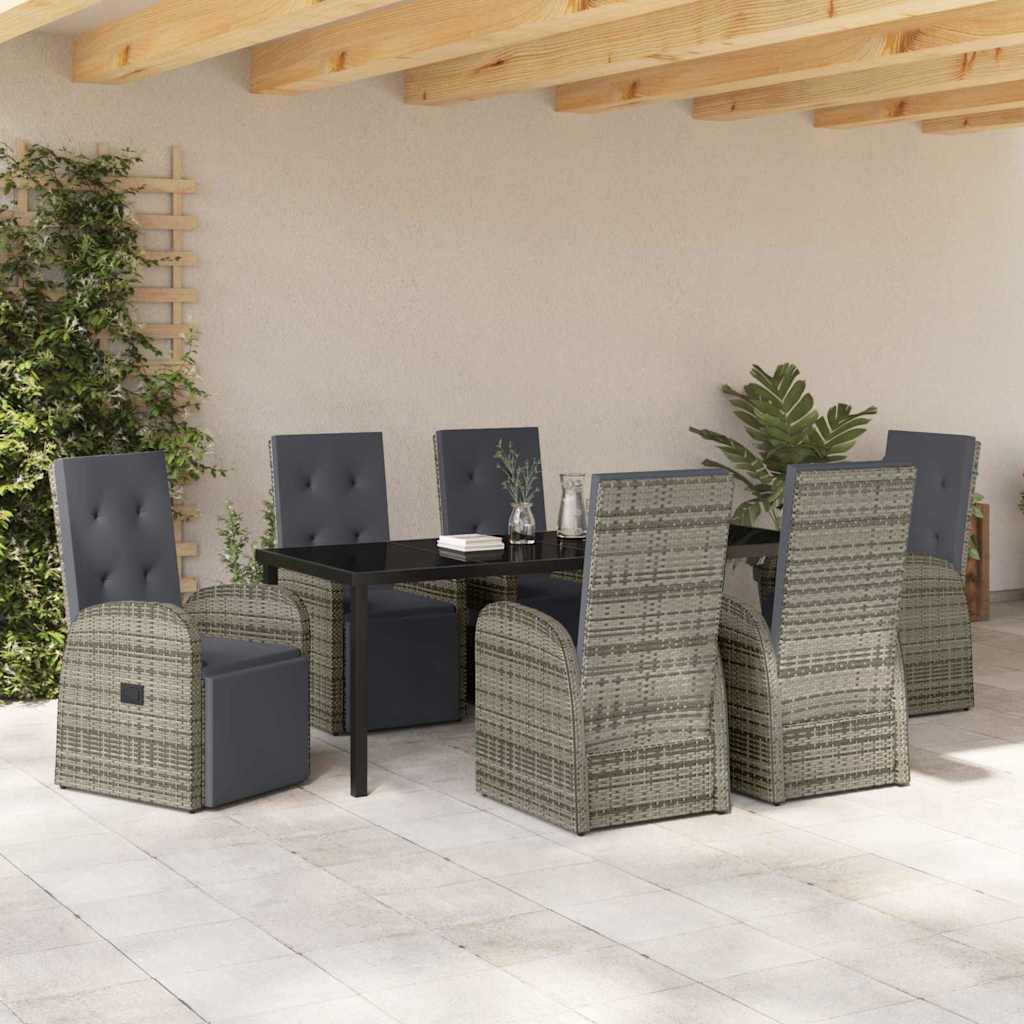 Have Spisebordssæt 7 stk. Grå polyrattan