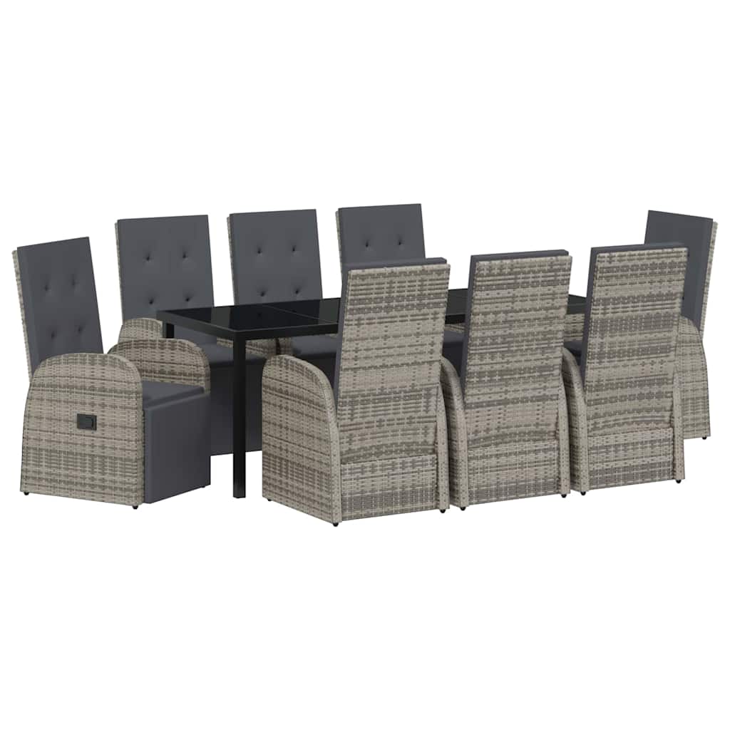 Have Spisebordssæt 9 stk. Grå polyrattan
