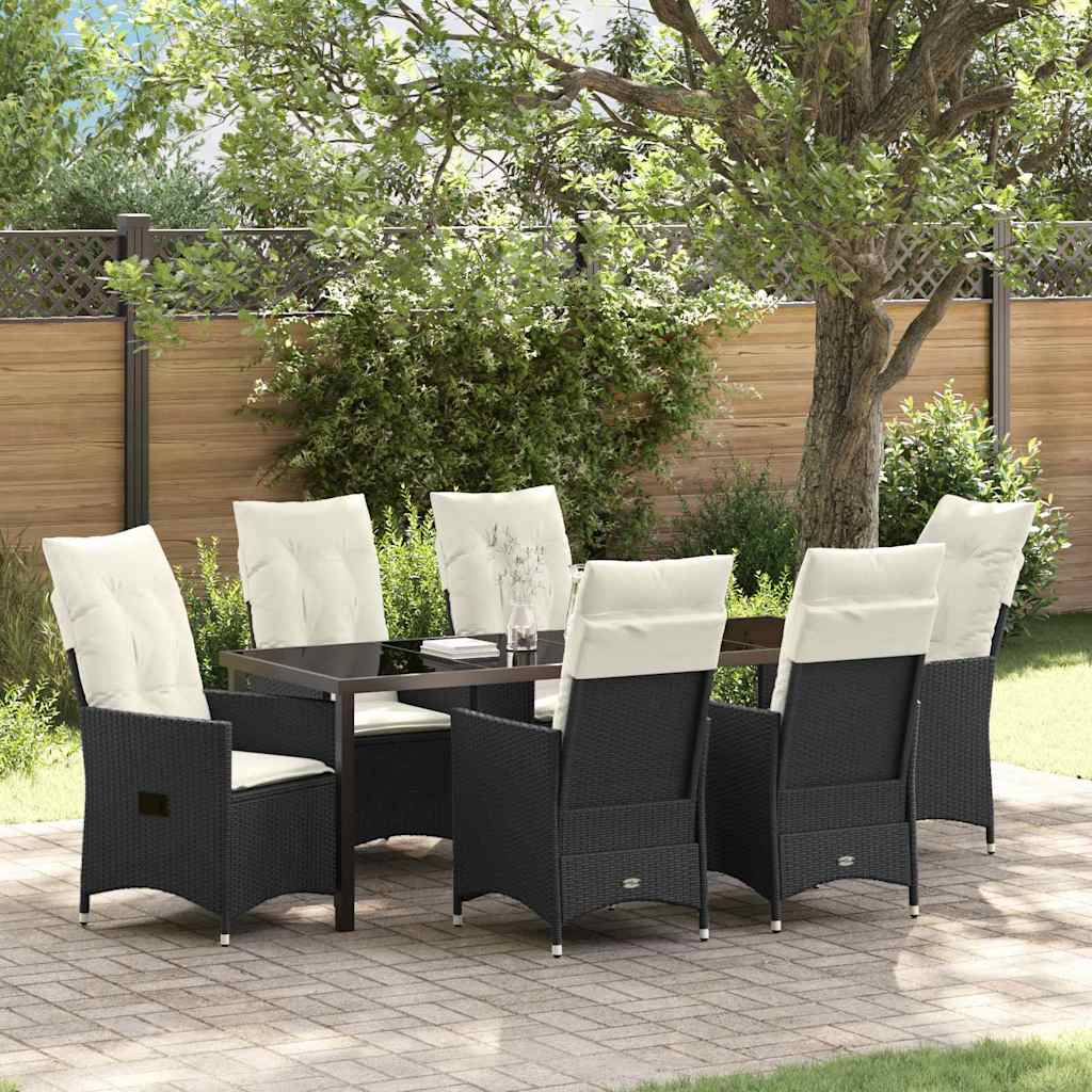 Have Spisebordssæt 7 stk. Sort polyrattan