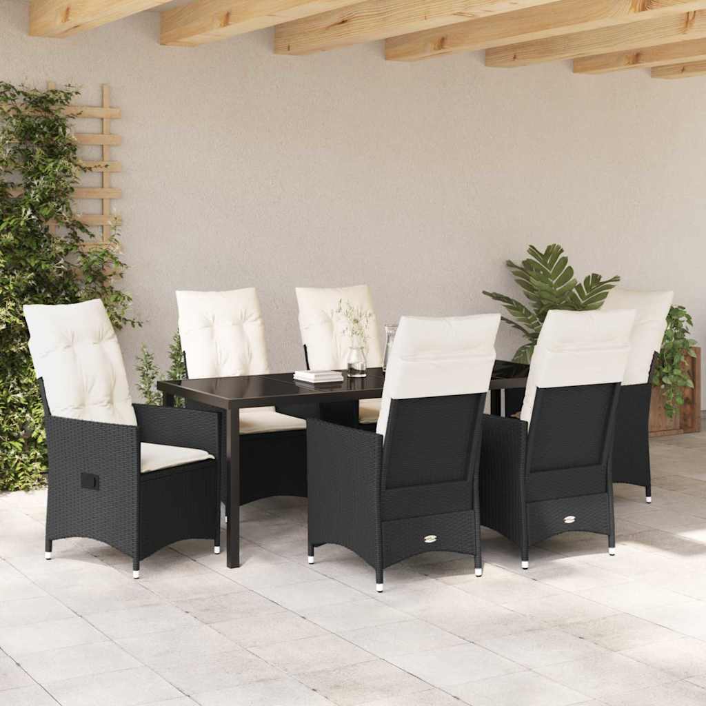 Have Spisebordssæt 7 stk. Sort polyrattan