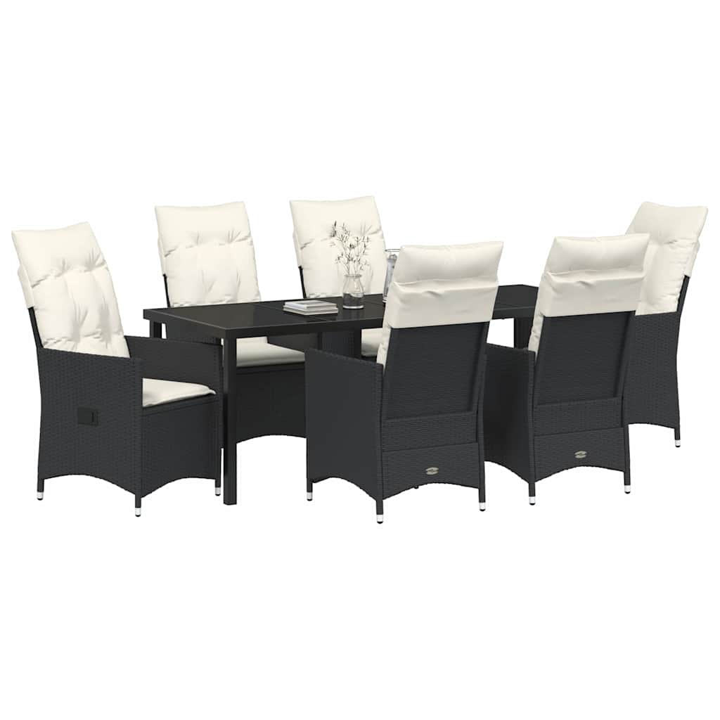 Have Spisebordssæt 7 stk. Sort polyrattan