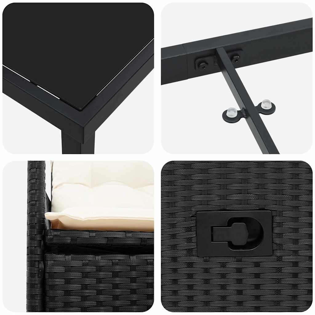 Have Spisebordssæt 9 stk. Sort polyrattan