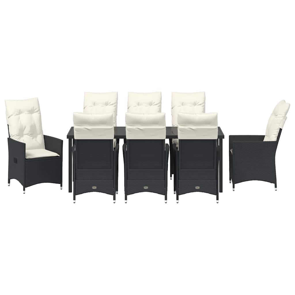 Have Spisebordssæt 9 stk. Sort polyrattan