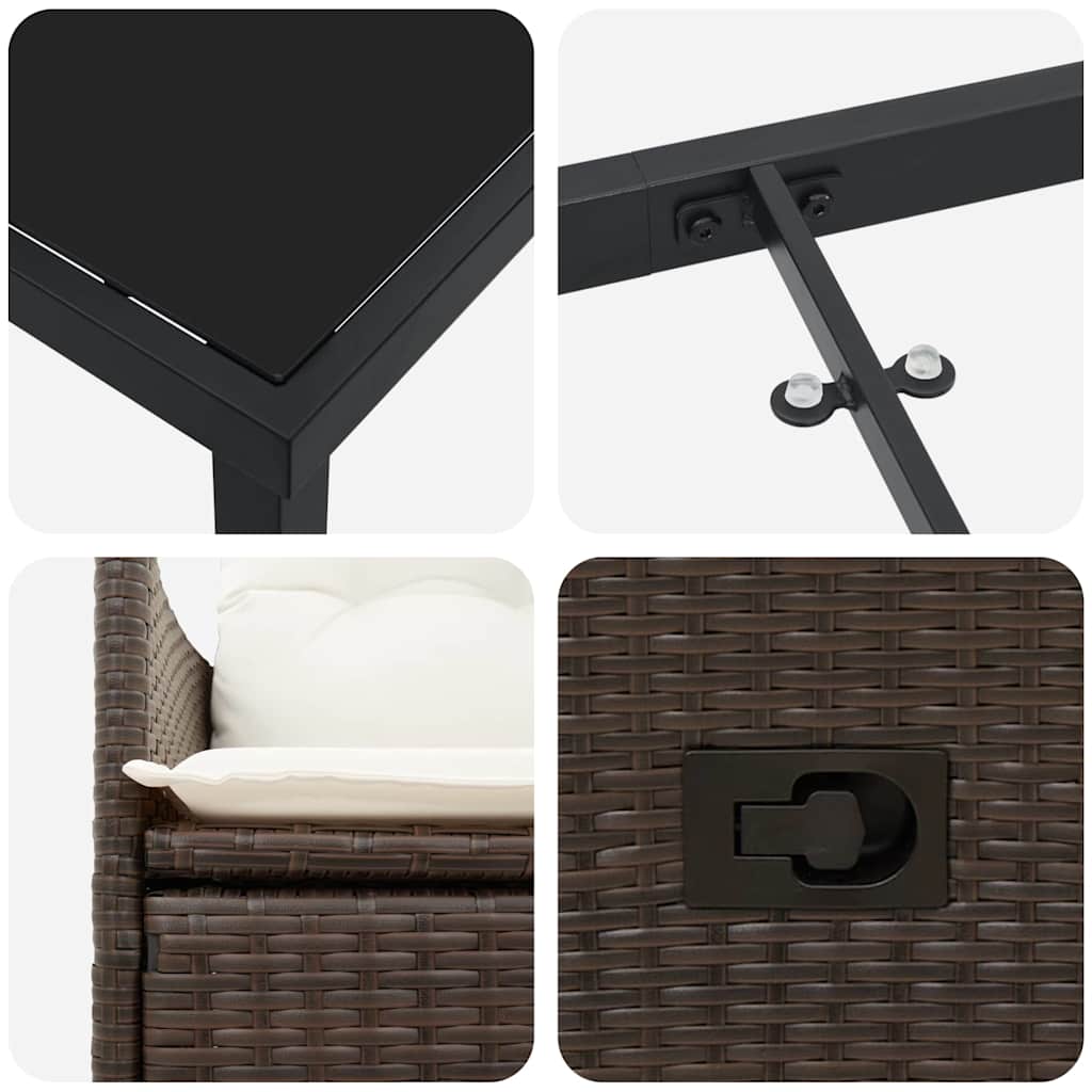 Have Spisebordssæt 9 stk. Brun polyrattan