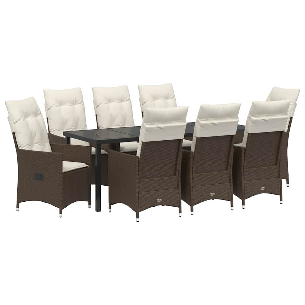 Have Spisebordssæt 9 stk. Brun polyrattan