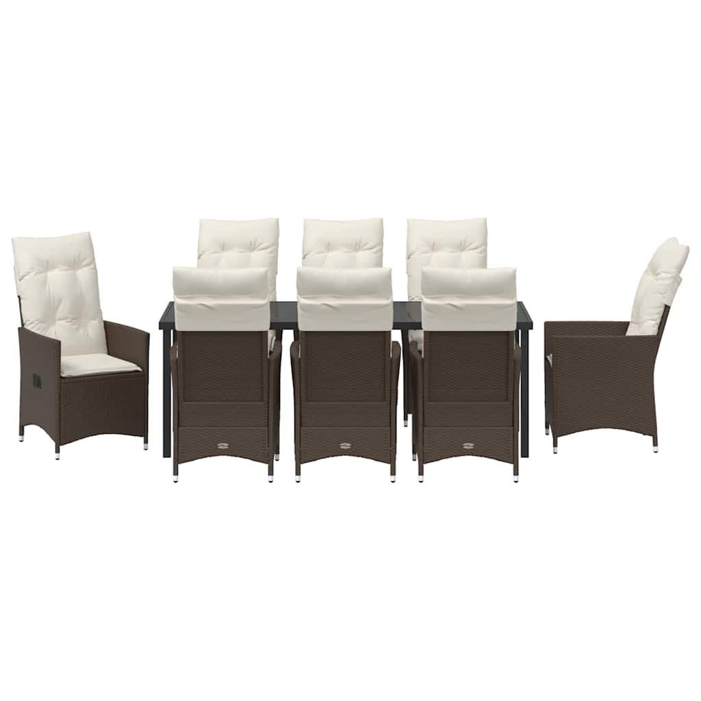 Have Spisebordssæt 9 stk. Brun polyrattan