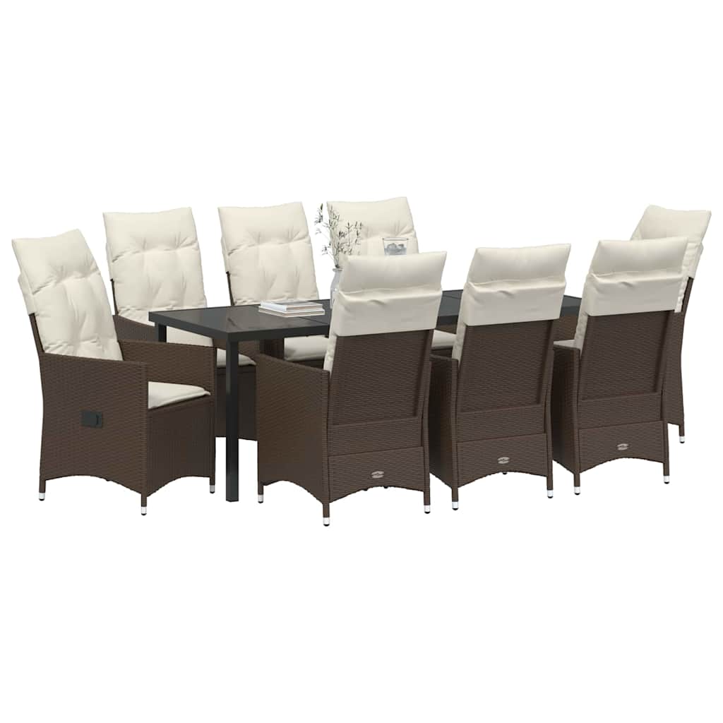 Have Spisebordssæt 9 stk. Brun polyrattan