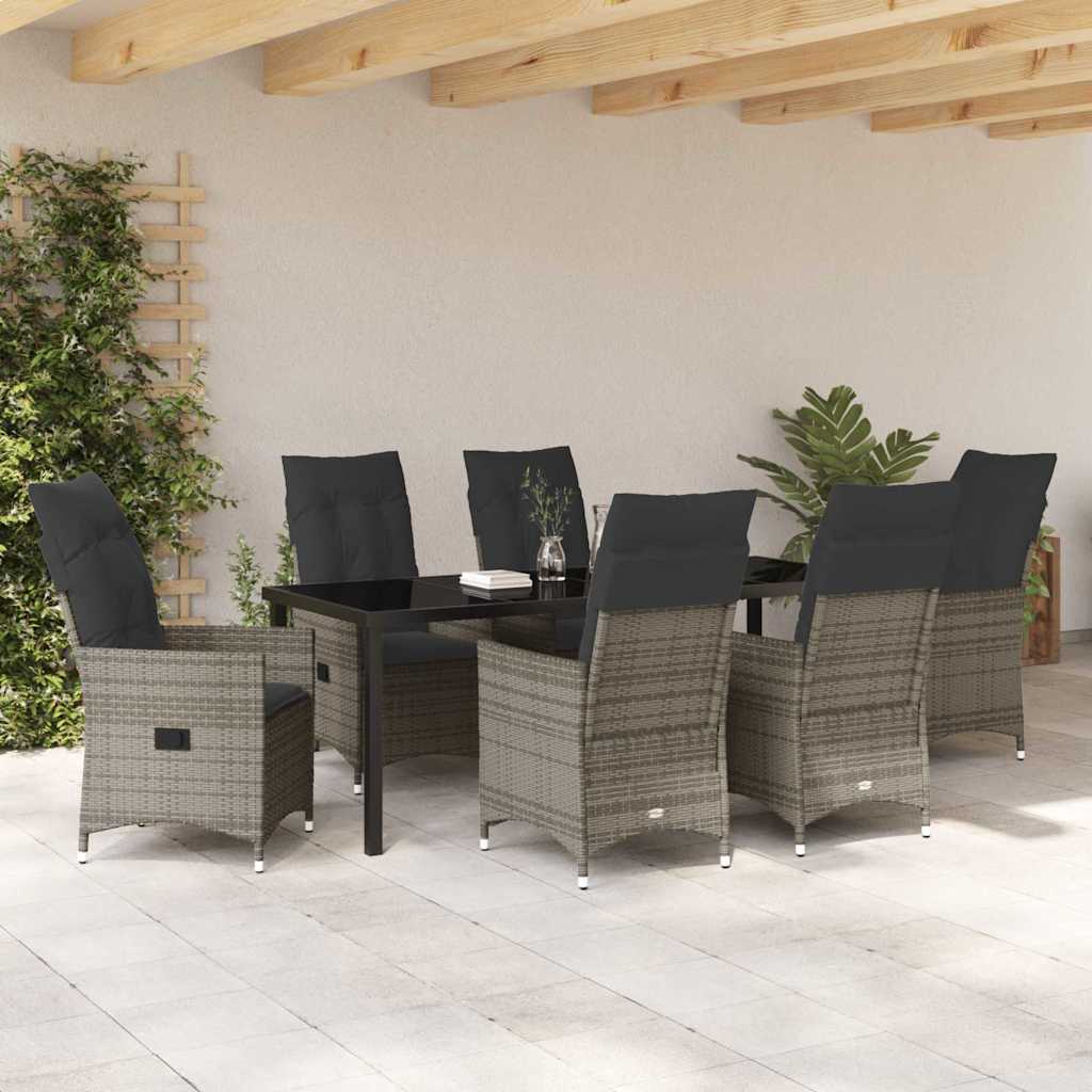 Have Spisebordssæt 7 stk. Grå polyrattan