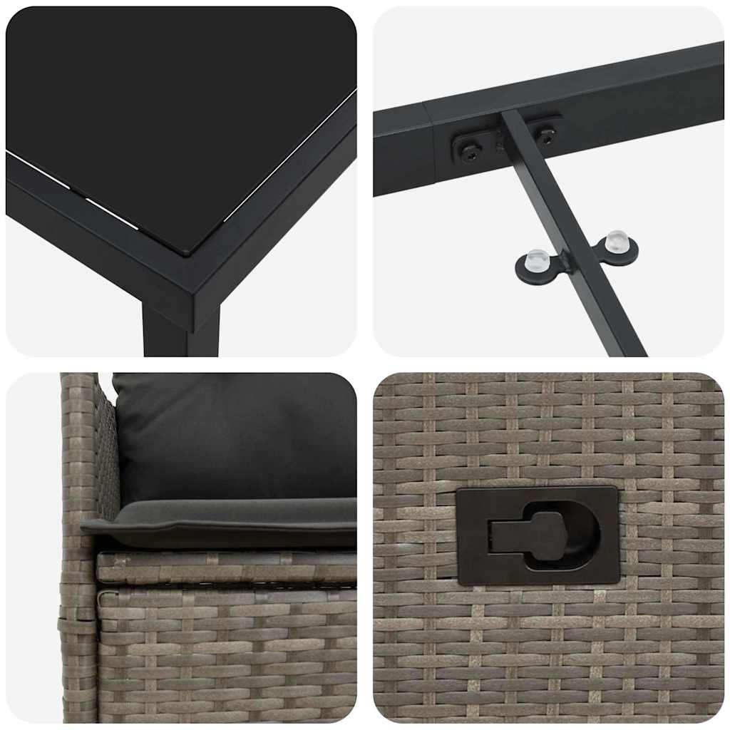 Have Spisebordssæt 9 stk. Grå polyrattan