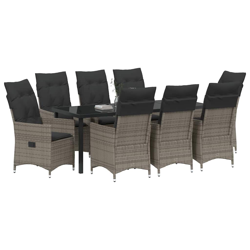 Have Spisebordssæt 9 stk. Grå polyrattan