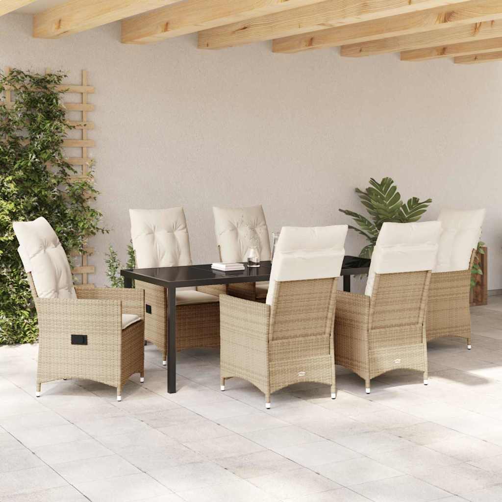 Have Spisebordssæt 7 stk. Beige polyrattan