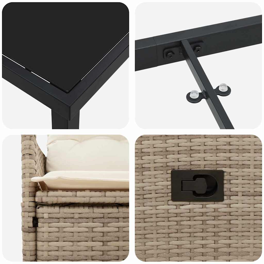 Have Spisebordssæt 9 stk. Beige polyrattan