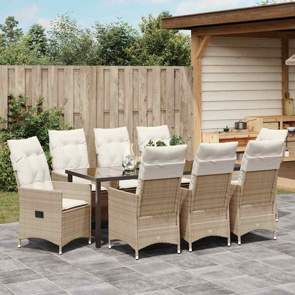 Have Spisebordssæt 9 stk. Beige polyrattan
