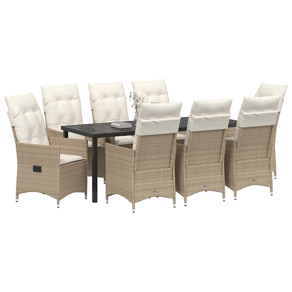 Have Spisebordssæt 9 stk. Beige polyrattan