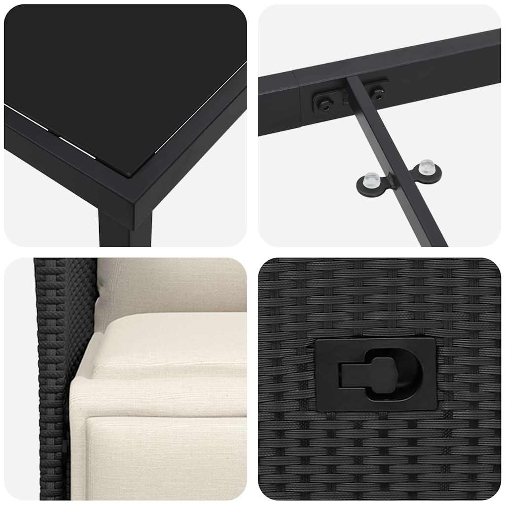 Have Spisebordssæt 7 stk. Sort polyrattan