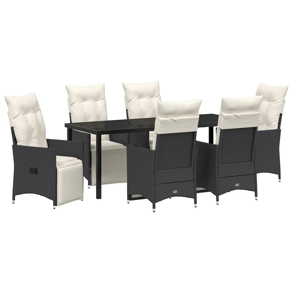 Have Spisebordssæt 7 stk. Sort polyrattan