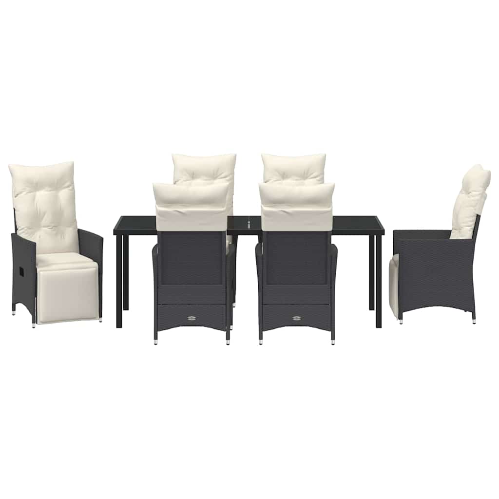 Have Spisebordssæt 7 stk. Sort polyrattan