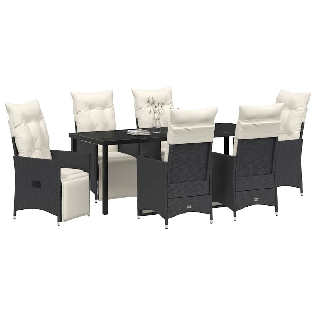 Have Spisebordssæt 7 stk. Sort polyrattan