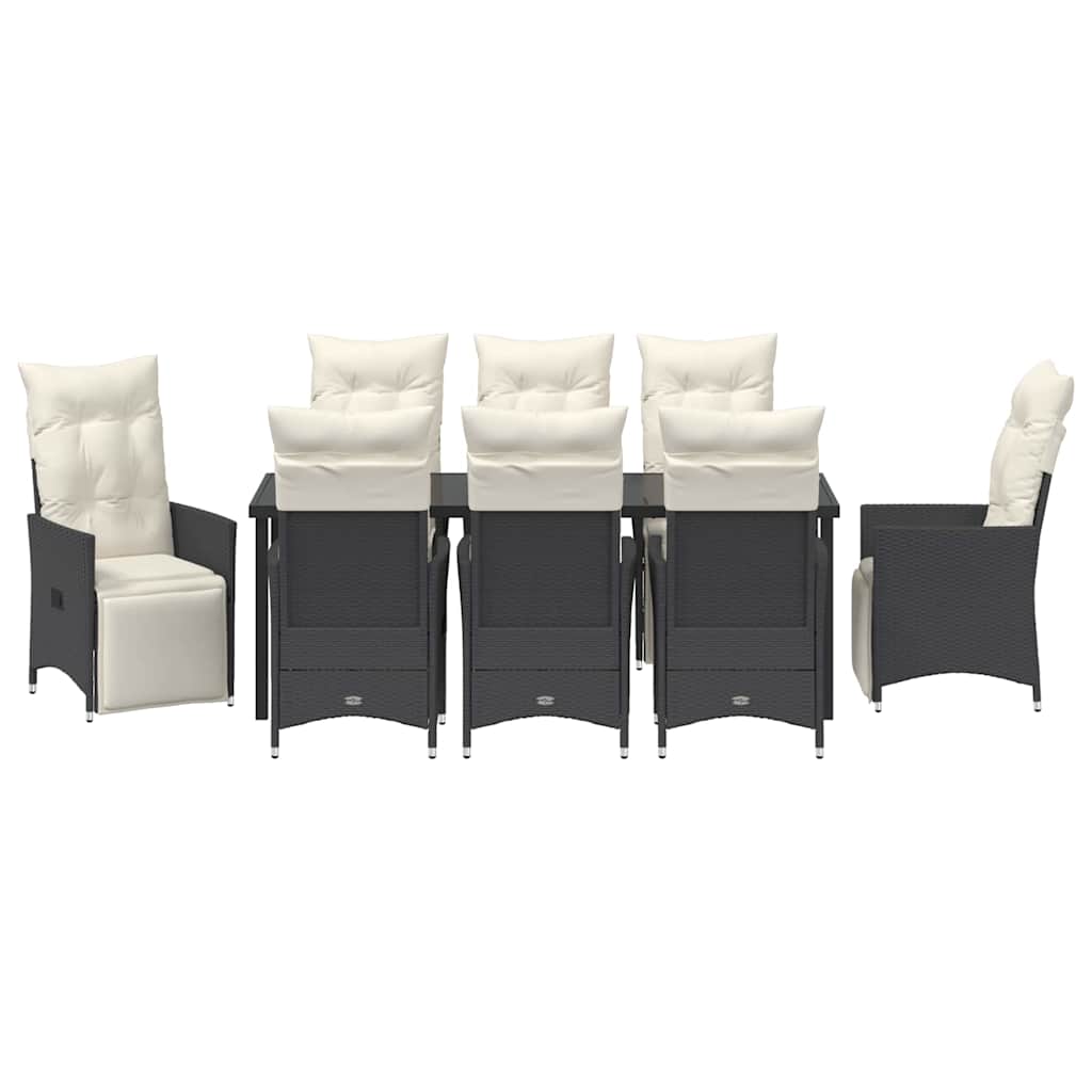 Have Spisebordssæt 9 stk. Sort polyrattan