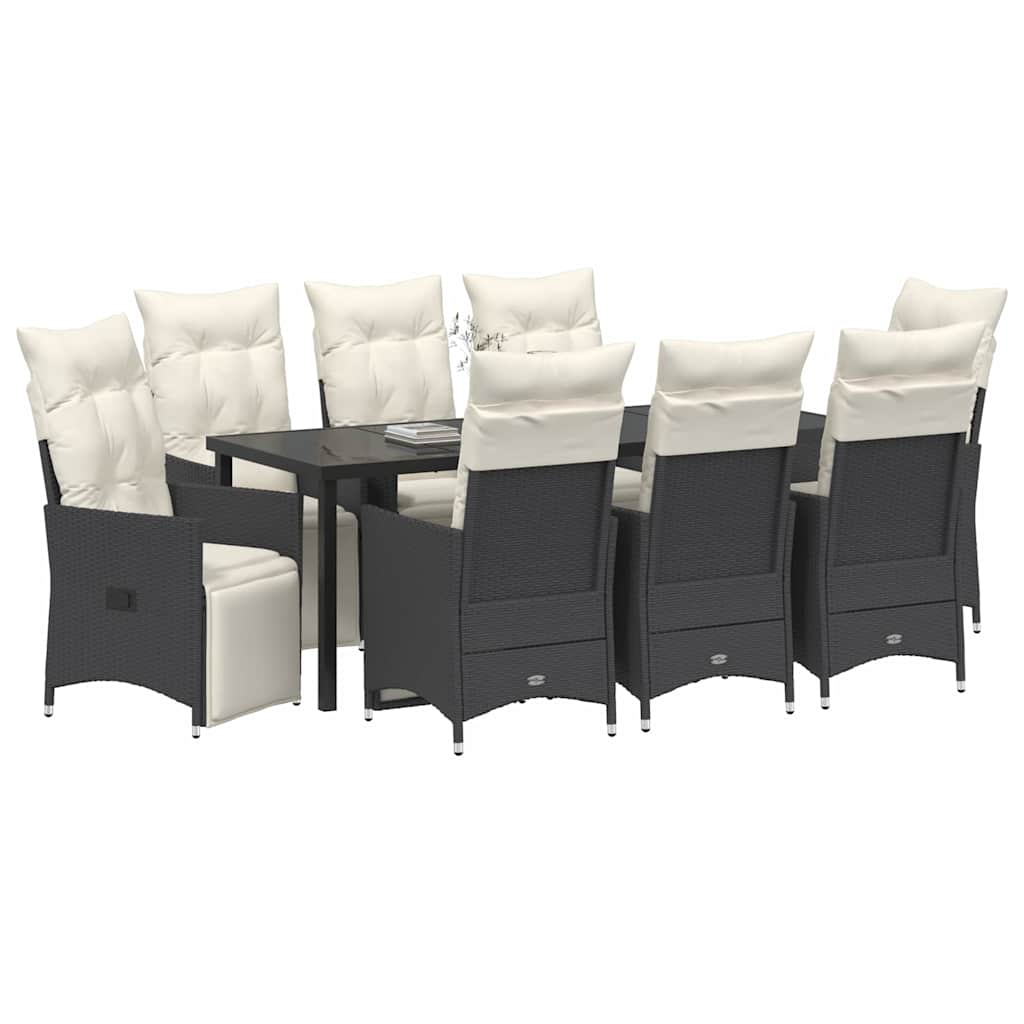 Have Spisebordssæt 9 stk. Sort polyrattan