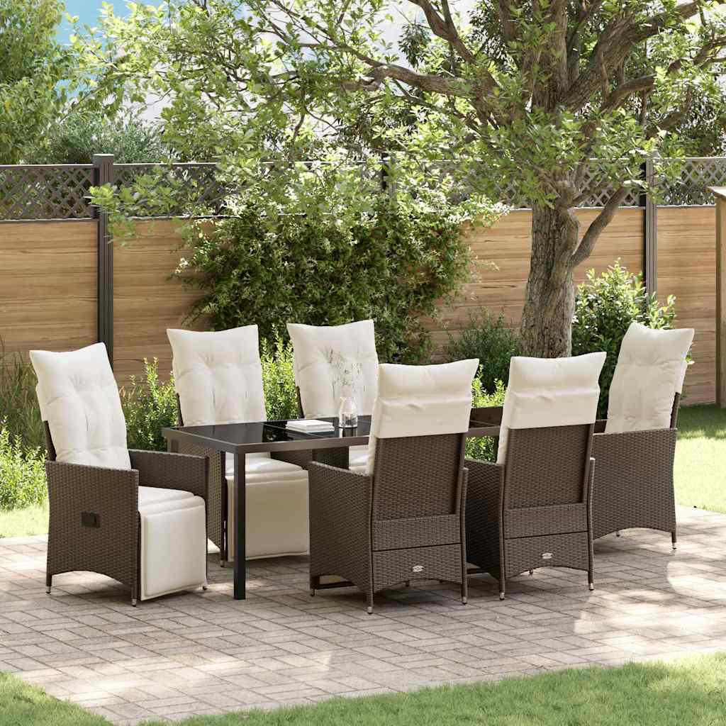 Have Spisebordssæt 7 stk. Brun polyrattan