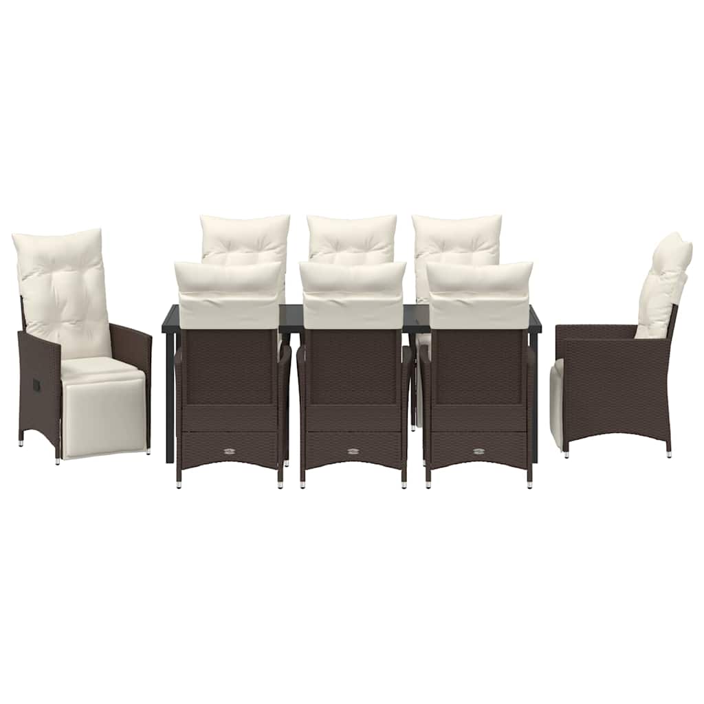 Have Spisebordssæt 9 stk. Brun polyrattan