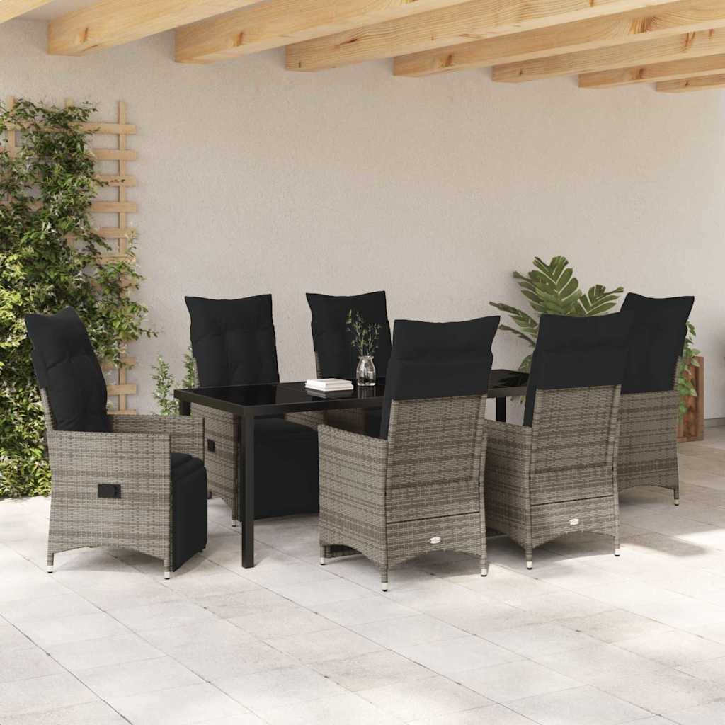 Have Spisebordssæt 7 stk. Grå polyrattan