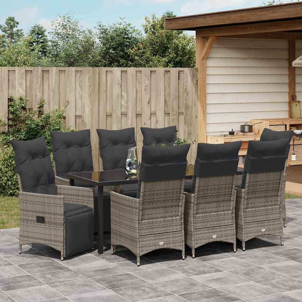 Have Spisebordssæt 9 stk. Grå polyrattan